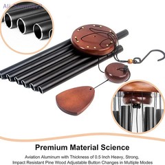 New Retro Wood Aluminum Wind Chime 6 Tube Balcony Decor Fast Shipping