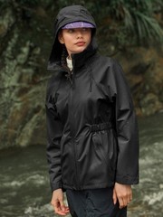 Yousify Womens Rain Jackets Lightweight Waterproof Raincoat Medium, Black