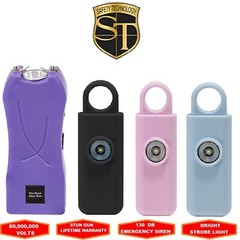 80 MV Runt Stun Gun Purple 130 DB Siren Strobe Light Personal Alarm Self Defense