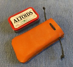 Survival Fire Starter Kit in Altoid Can with Genuine Leather Pouch