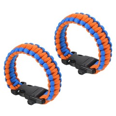 Survival Paracord Bracelets, 2 Pack Braided Bracelet, Blue, Orange