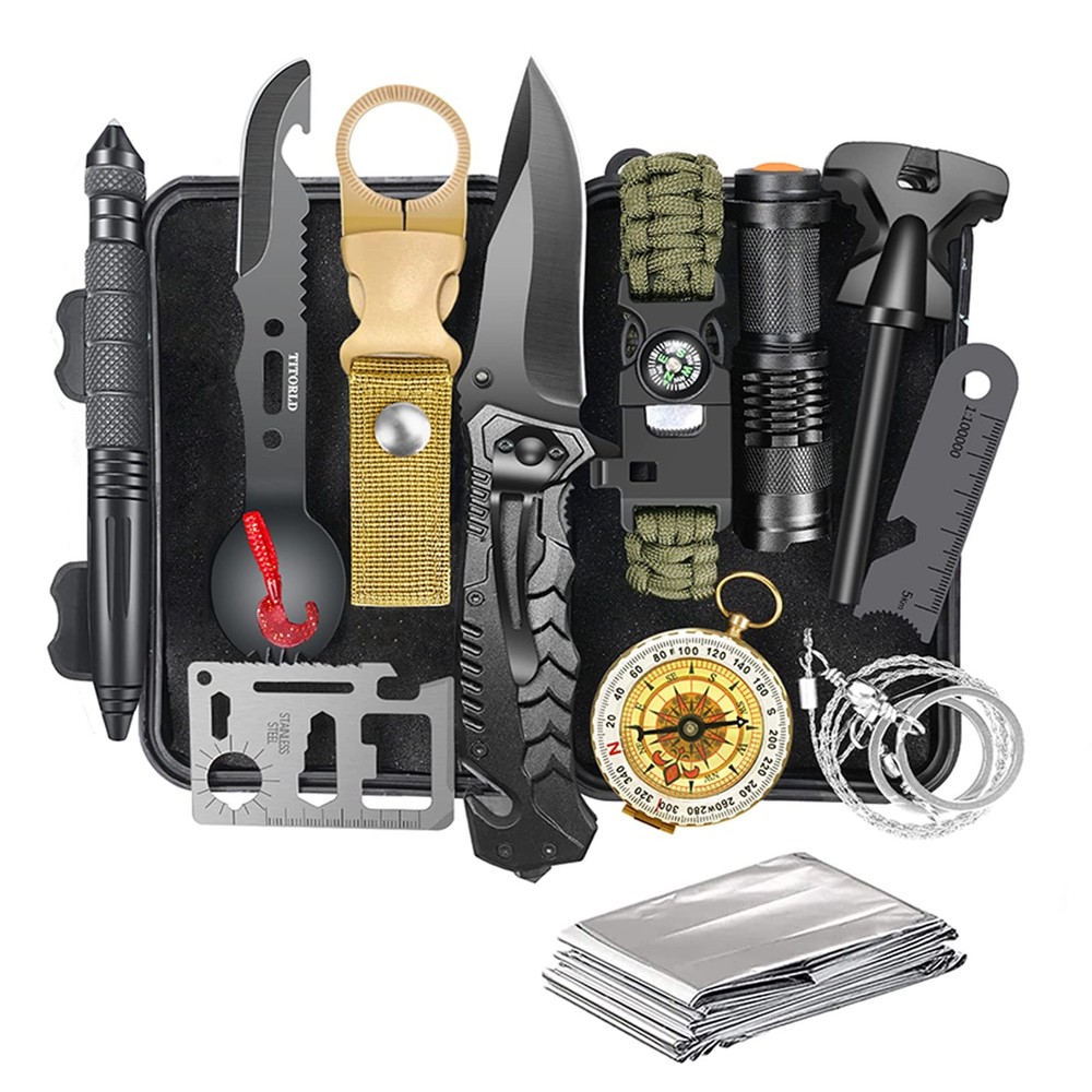 Titorld 14 in 1 Survival Kit Survival Gear Equipment