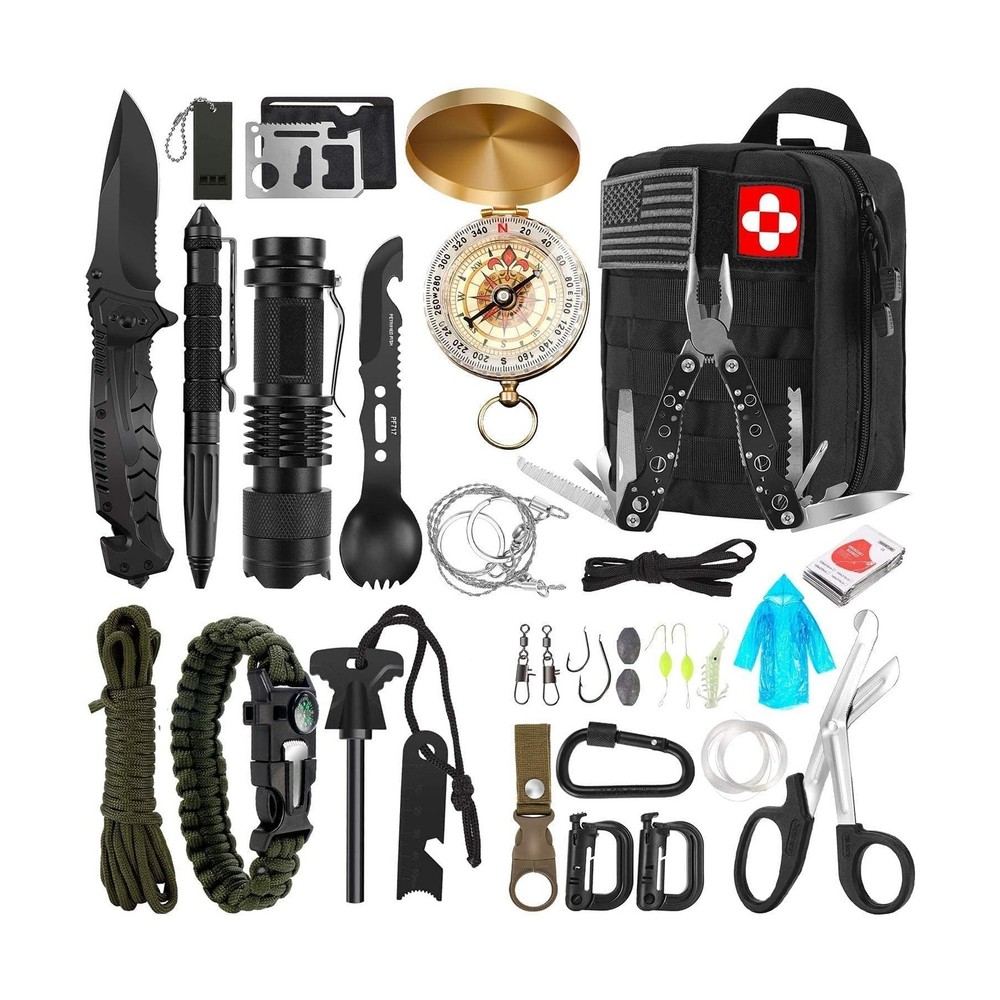 Survival Kit, 32 in 1 Professional Emergency Survival Gear Equipment Tools Fi…