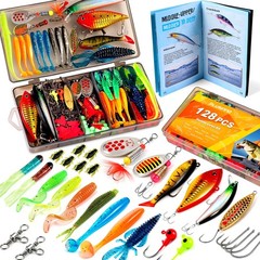 PLUSINNO Fishing Lures, 6.9 x 4.7 x 1.2 inches, 128Pcs Lures Kit