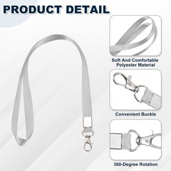 25Pcs 18.1″ Polyester Flat Lanyard with Lobster Clasp for Keys, Gray