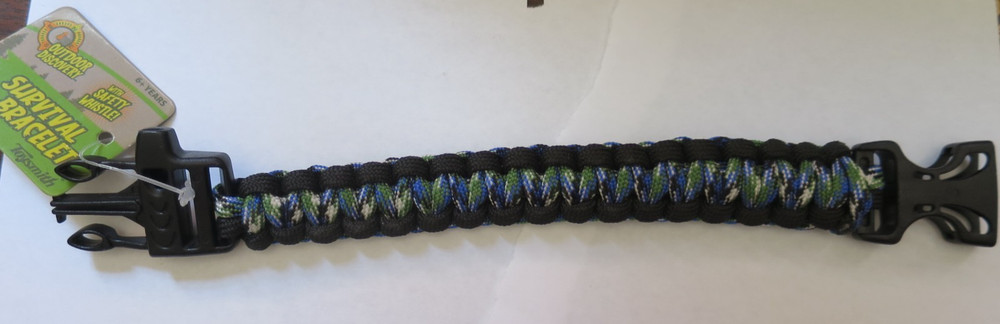 Outdoor Survival Bracelet with Whistle Buckle 9″ New