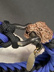 Kruger Snarling Wolf Paracord EDC Titan Survival Cord Bracelet Blue Black 9” JB5