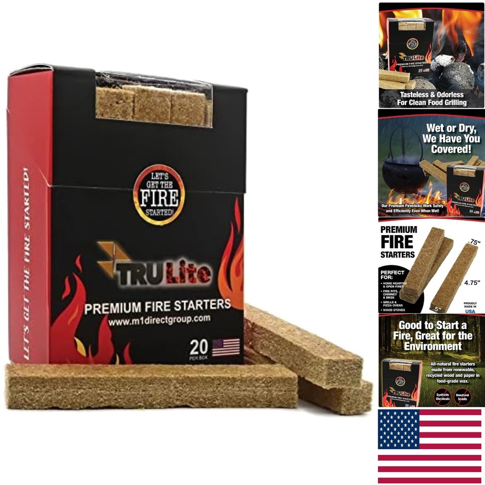 TRULite 20 Natural Fire Starters – Hassle-Free Lighting for Home & Campsites