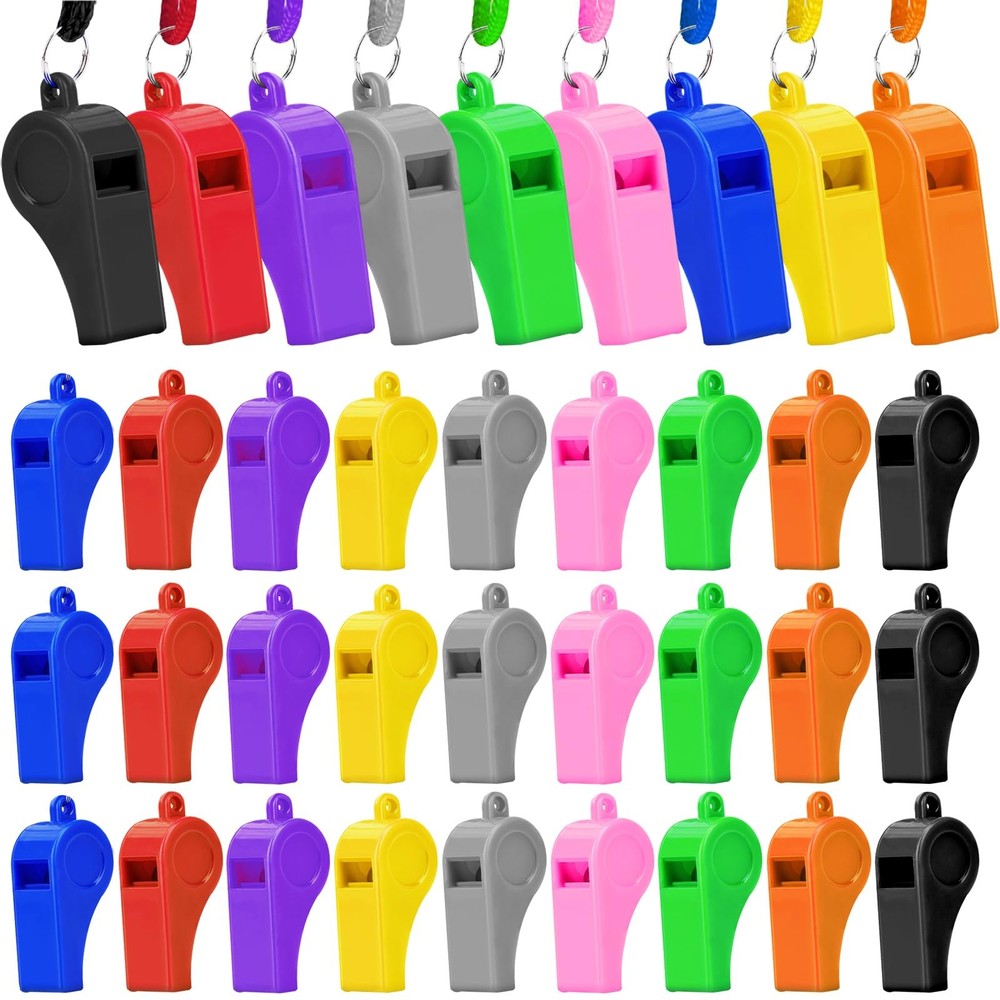 72 PCS Plastic Whistle for Coach with Lanyard Loud Crisp Sound Multicolor Spo…