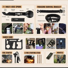 250Pcs Survival Gear Kit with Molle Bag, First Aid & Emergency Tent for Hiking,