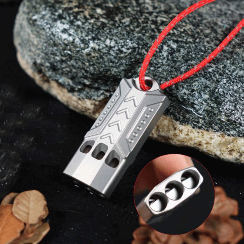 Titanium Keychain 3 Holes Safety Whistle Outdoor Survival Pocket Whistle EDC