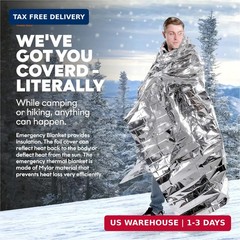 Emergency Blankets Mylar Thermal Blanket,(10 Pack) of Gigantic Space Blan