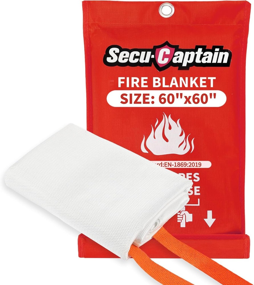 SecuCaptain Emergency Fire Blanket for Home – 60″x60″ 60"x60", Red