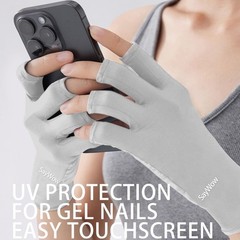 SayWow Sun Gloves UV Protection UPF 50+ for Women Fingerless Medium, Grey