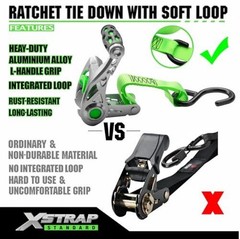 1in x 14ft Ratchet Straps with Ergonomic Aluminium Alloy Handle and Coated 4PK