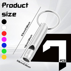 7 Pcs Attention Whistle with Key Chain, Aluminum Extra Loud Whistle Key Chain St