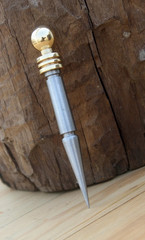 Vintage Spike Dagger Letter Opener Brass Handle Steel Blade Antique Finish Desk