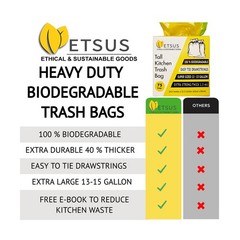 13 Gallon Biodegradable Trash Bags with Drawstrings, 75 Count P… FAST USA SHIP