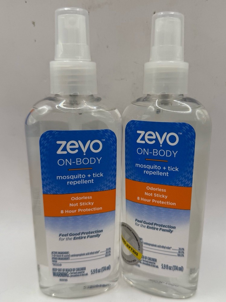 Pack Of 2- Zevo On Body Mosquito and Tick Repellent Bug Spray Pump Spray