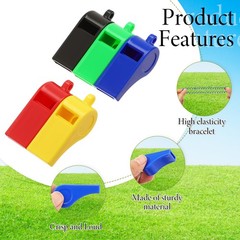 50 Pcs Sport Whistle with Bracelet, Multicolor Loud Clear Plastic Whistles wi…