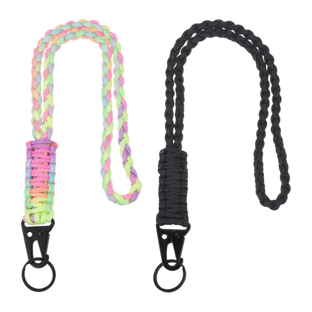Paracord Lanyard, 2Pcs & Light Multicolor/Black Fit for (Keys Whistle)
