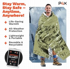PREPARED4X Mylar Blankets 8 Pack – Waterproof Emergency 8 pack, Green (82×50)