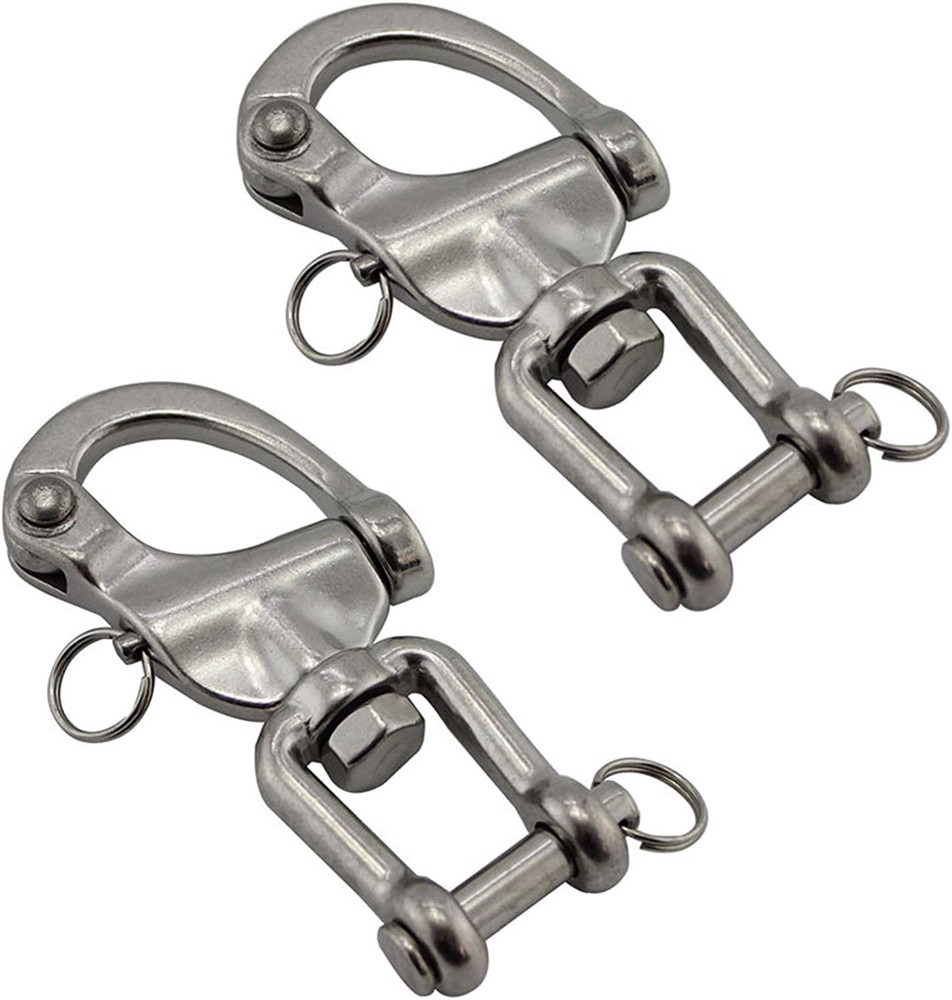 1 Pair Jaw Swivel Snap Shackle 316 Stainless Steel Sailboat Spinnaker Diving