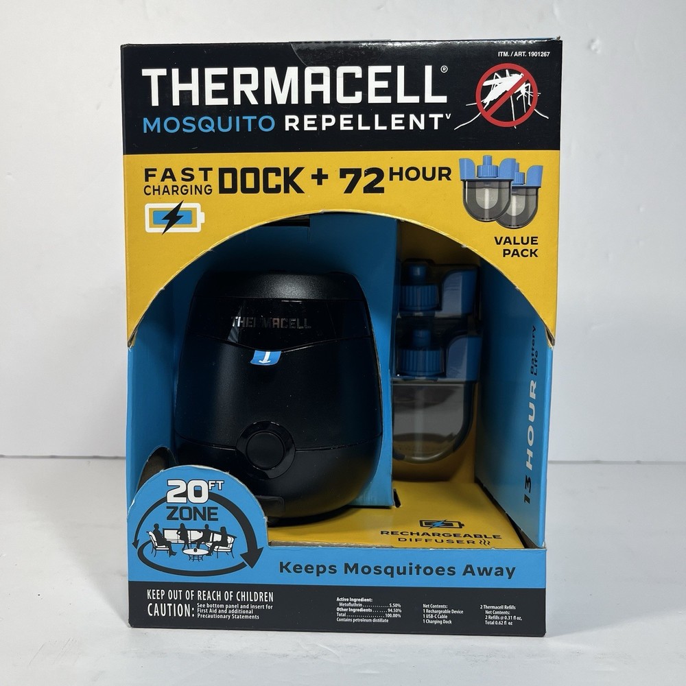 Thermacell E95 Mosquito Repellent, Fast-Charging Dock, 72hr Value Pack 20ft Zone