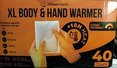 AllSettHealth XL Body & Hand Warmers Hiking Camping Cycling 40 Count Box NEW!