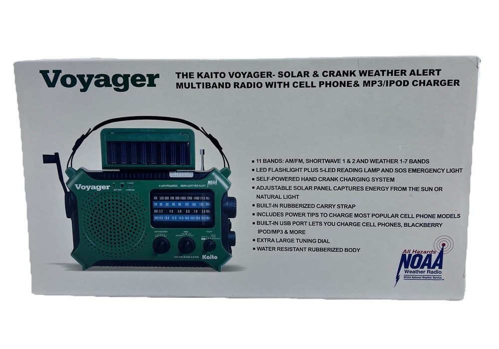 Green Kaito KA500 Voyager Solar Crank Battery Survival Radio AM FM Shortwave New