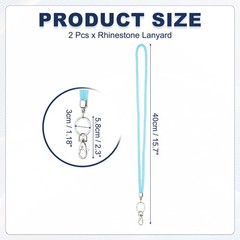 2Pack 15.7″ Rhinestone Lanyard for Keys, Light Blue