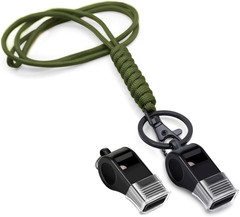 Fancy Lanyard Loud Coach Whistle Black Plastic Sports Whistle with Lanyard Keych