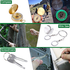 35 in 1 Survival Kit with Essential Tools for Camping, Hiking and Fishing