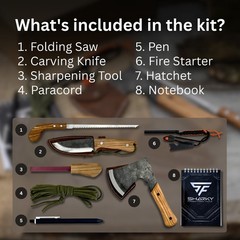 All in 1 Survival Bushcraft Camping Kit Axe Knife Saw Ferro Rod Sharpening Tool