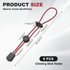 Climbing Stick Holder, Backpack Hiking Pole Ropes 8 Inch & 6 Pcs & Red