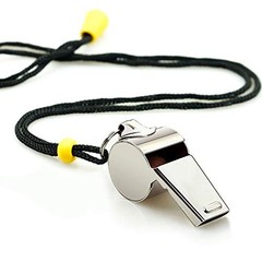 2 Pack Stainless Steel Sports Whistles with Lanyards for Coaches Referees Silver
