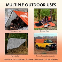 2 Pack Upgrade Survival Blanket – Insulated Thermal Reflective Tarp – 60″ x 82″.