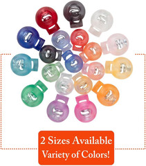 Clear Plastic Single Hole Spring Loaded Cord Locks – Multiple Sizes, Colors, and