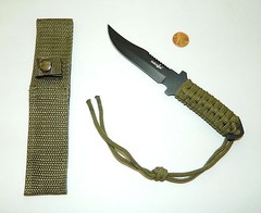 Emergency Insulation Blanket + Serrated Back Edge Fixed Blade Survival Knife NEW