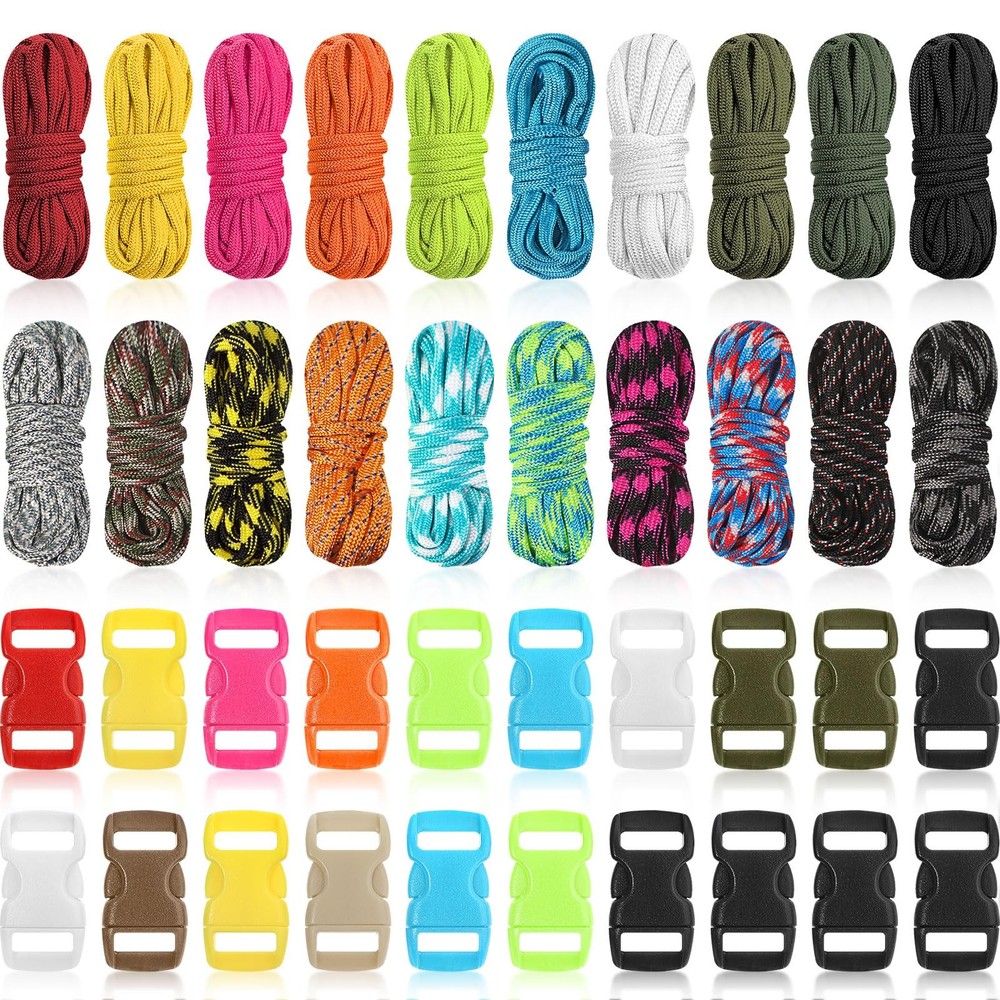 Paracord Set 20 Pieces 550 Paracord Cords & 20 Colorful Buckles DIY Bracelets…