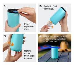 Lot of 3 Thermacell Patio Mosquito Repeller w/ Refill Scent-Free 15 Ft Zone Blue