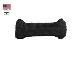 Black Polyester Paracord 550 Diamand Braid Rope 5/32″ x 75′ – 55lb. Max Load