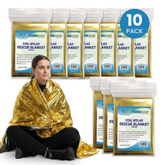 FB-6831 Emergency Mylar Thermal Blankets – 10 Pack, 62″ X 82″, Gold