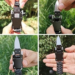 Black Camouflage Wilderness Survival Portable Gear Tactical Knife Bracelet