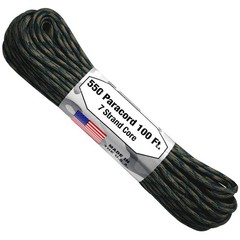 Military 550 Paracord 100′ Woodland Camo – Outdoor Survival 7 Strand Cord – USA