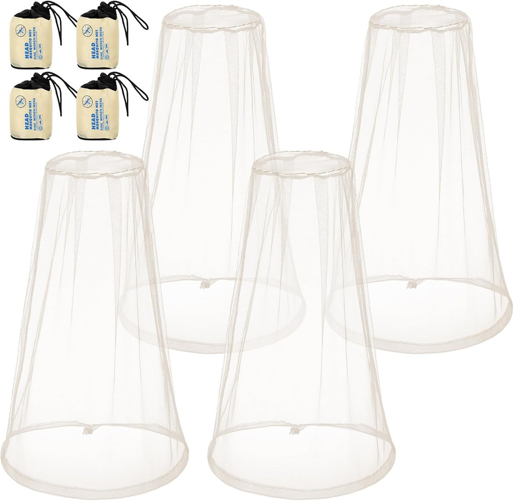 4 Pack Mosquito Bug Net Mesh for Head Mosquito Net Face Fly Netting Hood from In