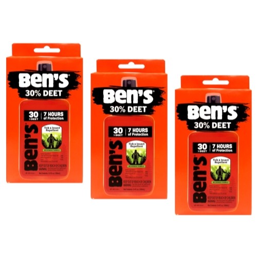 Ben’s Tick & Insect Repellent 30% Deet, Orange, 3.4 Ounce – 3 Pack