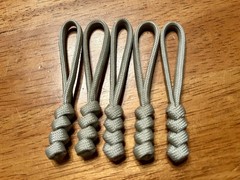 (5-Pack) Gray 550 Paracord Snake Knot Zipper Pulls