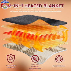 Heated Electric Blanket Full Size – 72″x84″ Flannel Heating Blanket with 10 Heat
