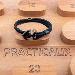 Practicalix Black Anchor Maritime Nautical Wrap Bracelet Adjustable USA Paracord